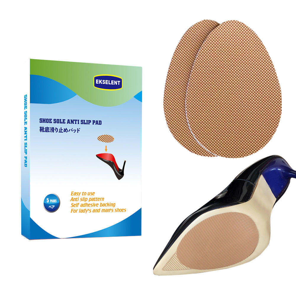 EKSELENT 5 Pairs Shoe Sole Anti Slip Grips, Non Skid Self Adhesive Rubber Pads, Shoe Bottom and Heel Noise Reduction Stickers and Protectors