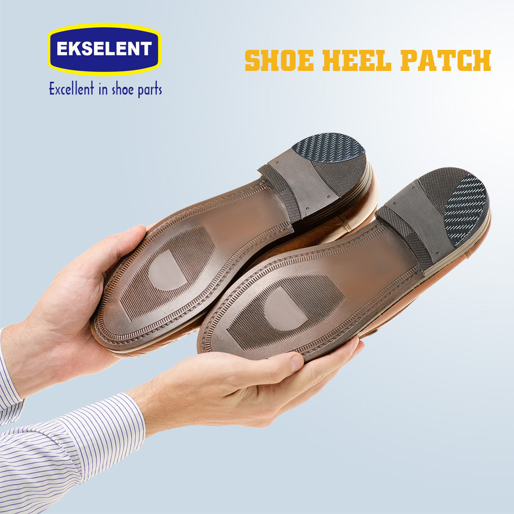 EKSELENT 4 Pairs Shoe Heel Repair Plates Taps, Sneaker Heel Single Side Worn Rubber Patch, Replacement Kit with Sandpapers, Left and Right Side Anti Slip Design