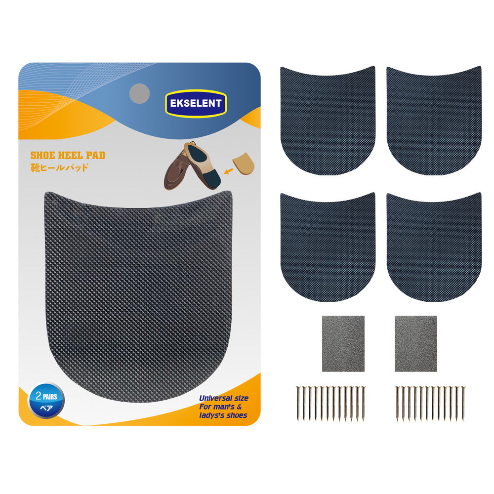 EKSELENT 2 Pairs Shoe Heel Pads, Shoe Repair Rubber Heels, 3.5mm Thickness Anti Slip Cushion and Protector, Replacement Kit with Nails Sandpapers Self Adhesive Stickers