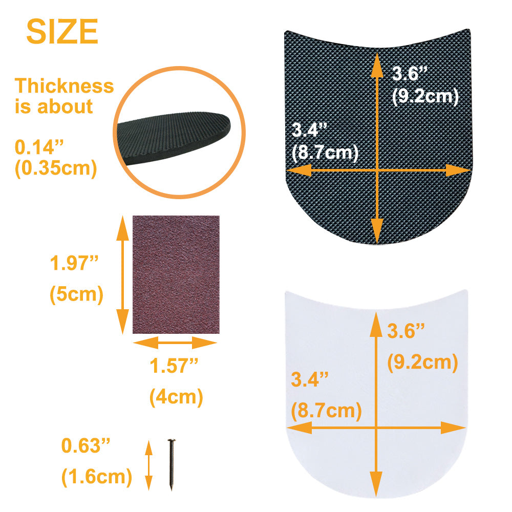 EKSELENT 2 Pairs Shoe Heel Pads, Shoe Repair Rubber Heels, 3.5mm Thickness Anti Slip Cushion and Protector, Replacement Kit with Nails Sandpapers Self Adhesive Stickers