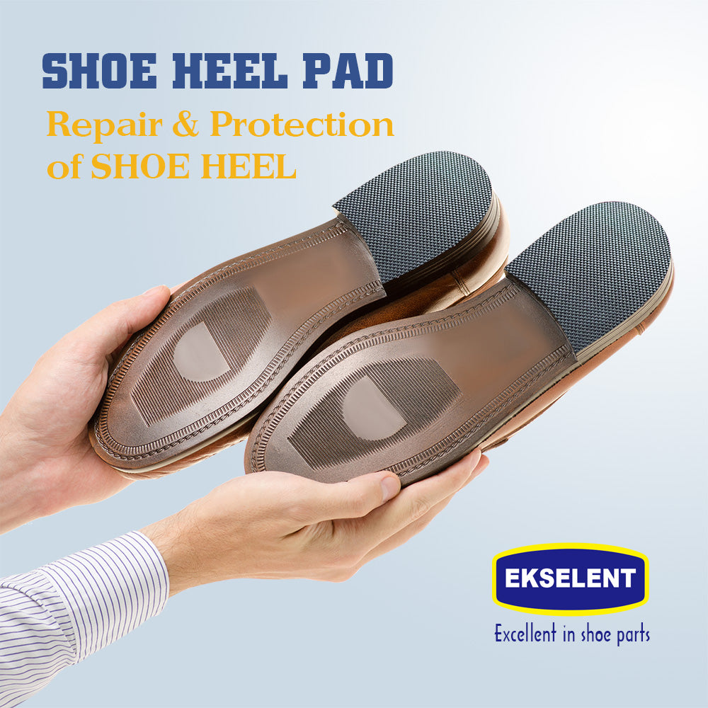 EKSELENT 2 Pairs Shoe Heel Pads, Shoe Repair Rubber Heels, 3.5mm Thickness Anti Slip Cushion and Protector, Replacement Kit with Nails Sandpapers Self Adhesive Stickers