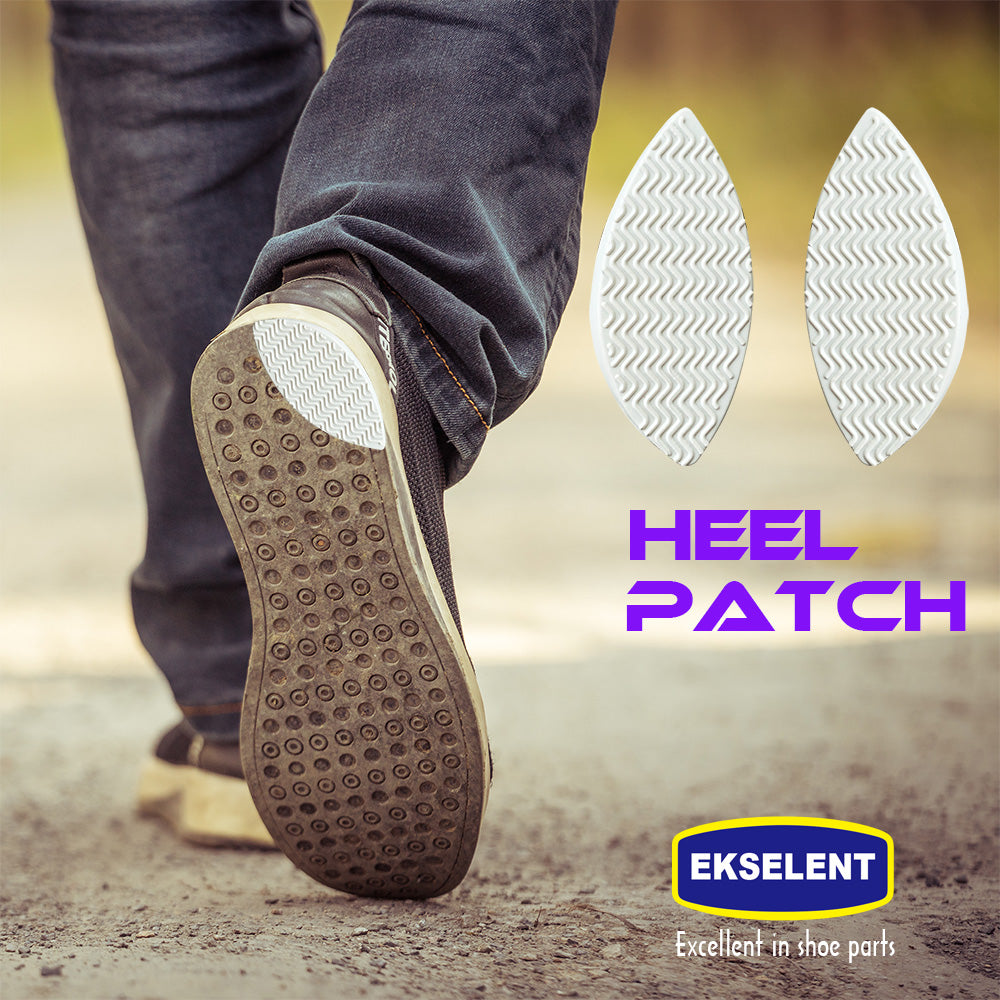 EKSELENT 4 Pairs Shoe Heel Repair Plates Taps, Sneaker Heel Single Side Worn Rubber Patch, Replacement Kit with Sandpapers, Left and Right Side Anti Slip Design
