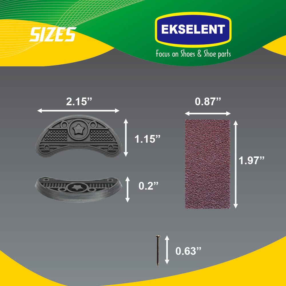 EKSELENT 8 Pairs (16 Pieces) Shoe Heel Plate Taps, Shoe Heel Side Worn Repair Rubber Patches Replacement Kit