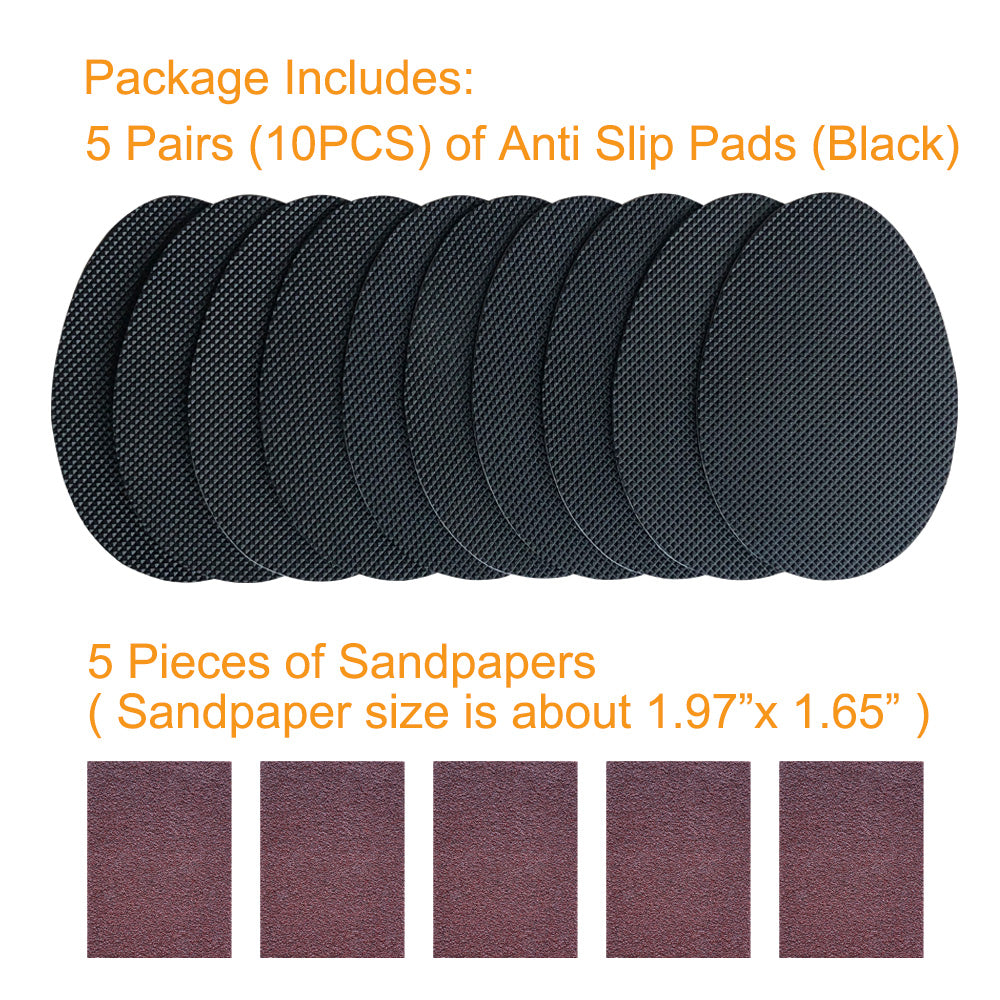 EKSELENT 5 Pairs Shoe Sole Anti Slip Grips, Non Skid Self Adhesive Rubber Pads, Shoe Bottom and Heel Noise Reduction Stickers and Protectors