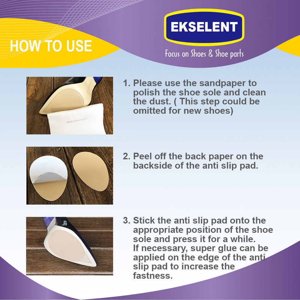 EKSELENT 8 Pairs (16 Pieces) Shoe Sole Anti Slip Pads, Non Skid Self Adhesive Rubber Grips, Shoe Bottom and Heel Protectors