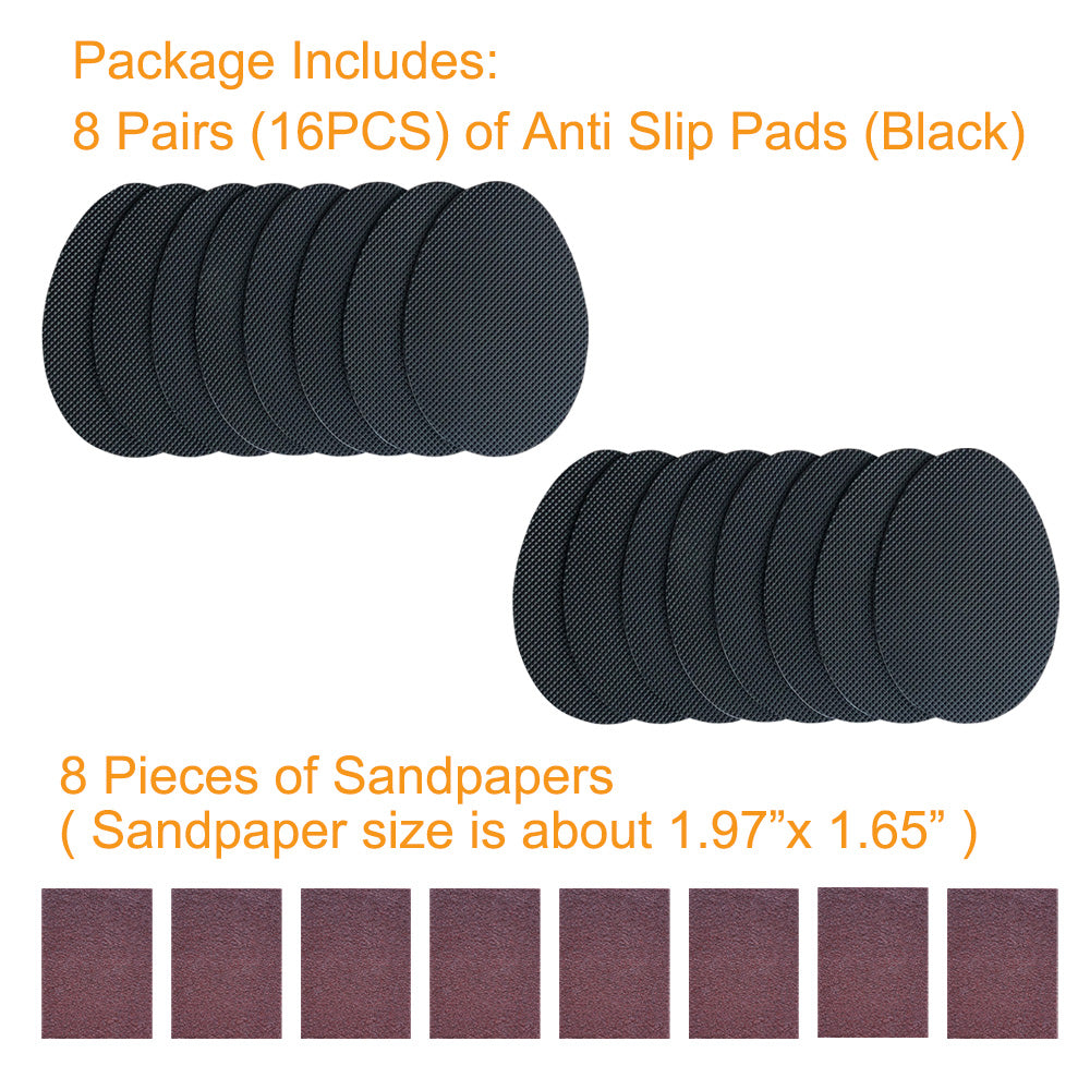 EKSELENT 8 Pairs (16 Pieces) Shoe Sole Anti Slip Pads, Non Skid Self Adhesive Rubber Grips, Shoe Bottom and Heel Protectors