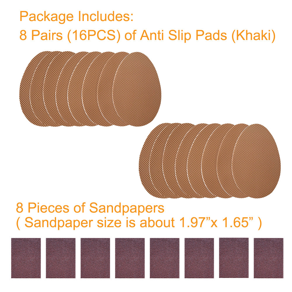 EKSELENT 8 Pairs (16 Pieces) Shoe Sole Anti Slip Pads, Non Skid Self Adhesive Rubber Grips, Shoe Bottom and Heel Protectors