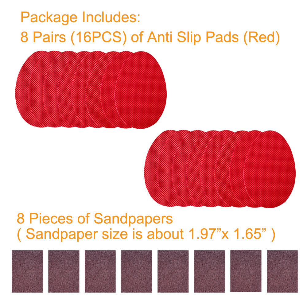 EKSELENT 8 Pairs (16 Pieces) Shoe Sole Anti Slip Pads, Non Skid Self Adhesive Rubber Grips, Shoe Bottom and Heel Protectors