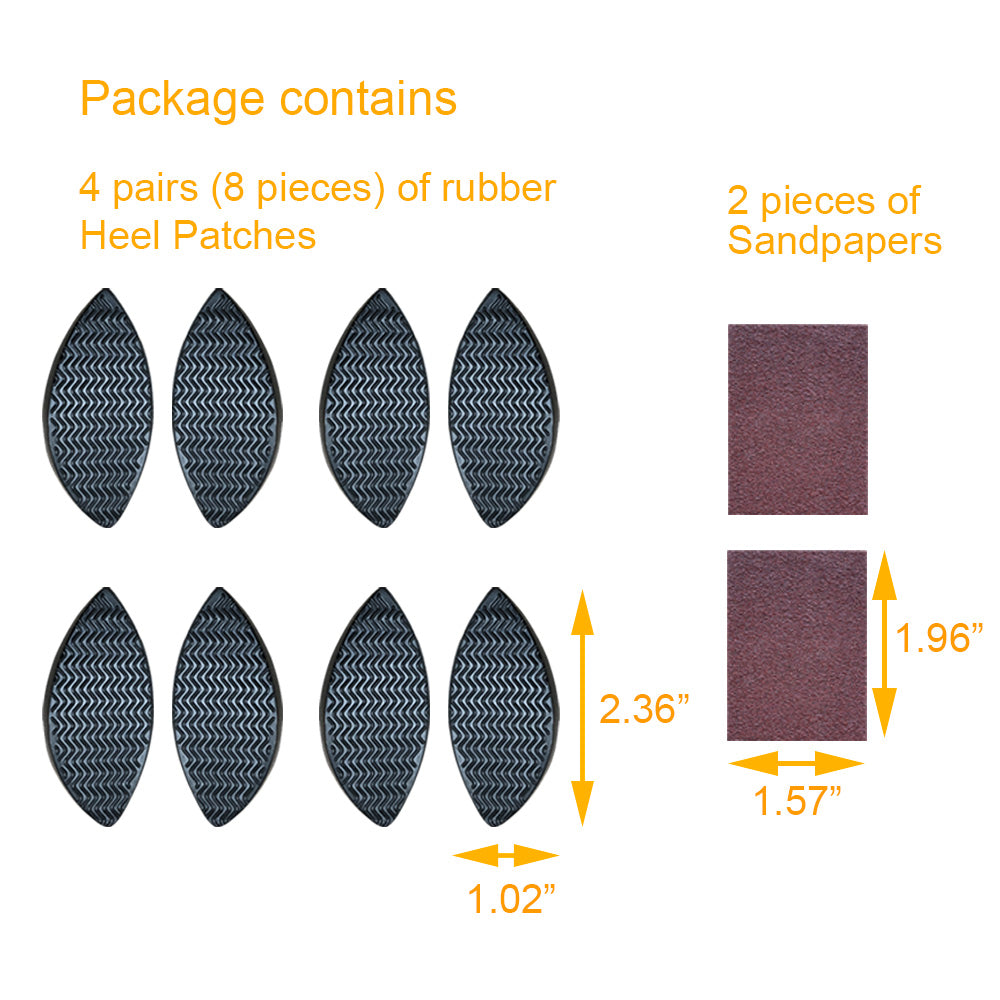 EKSELENT 4 Pairs Shoe Heel Repair Plates Taps, Sneaker Heel Single Side Worn Rubber Patch, Replacement Kit with Sandpapers, Left and Right Side Anti Slip Design