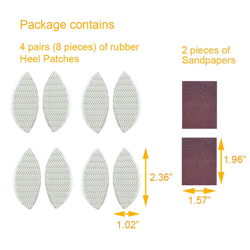 EKSELENT 4 Pairs Shoe Heel Repair Plates Taps, Sneaker Heel Single Side Worn Rubber Patch, Replacement Kit with Sandpapers, Left and Right Side Anti Slip Design