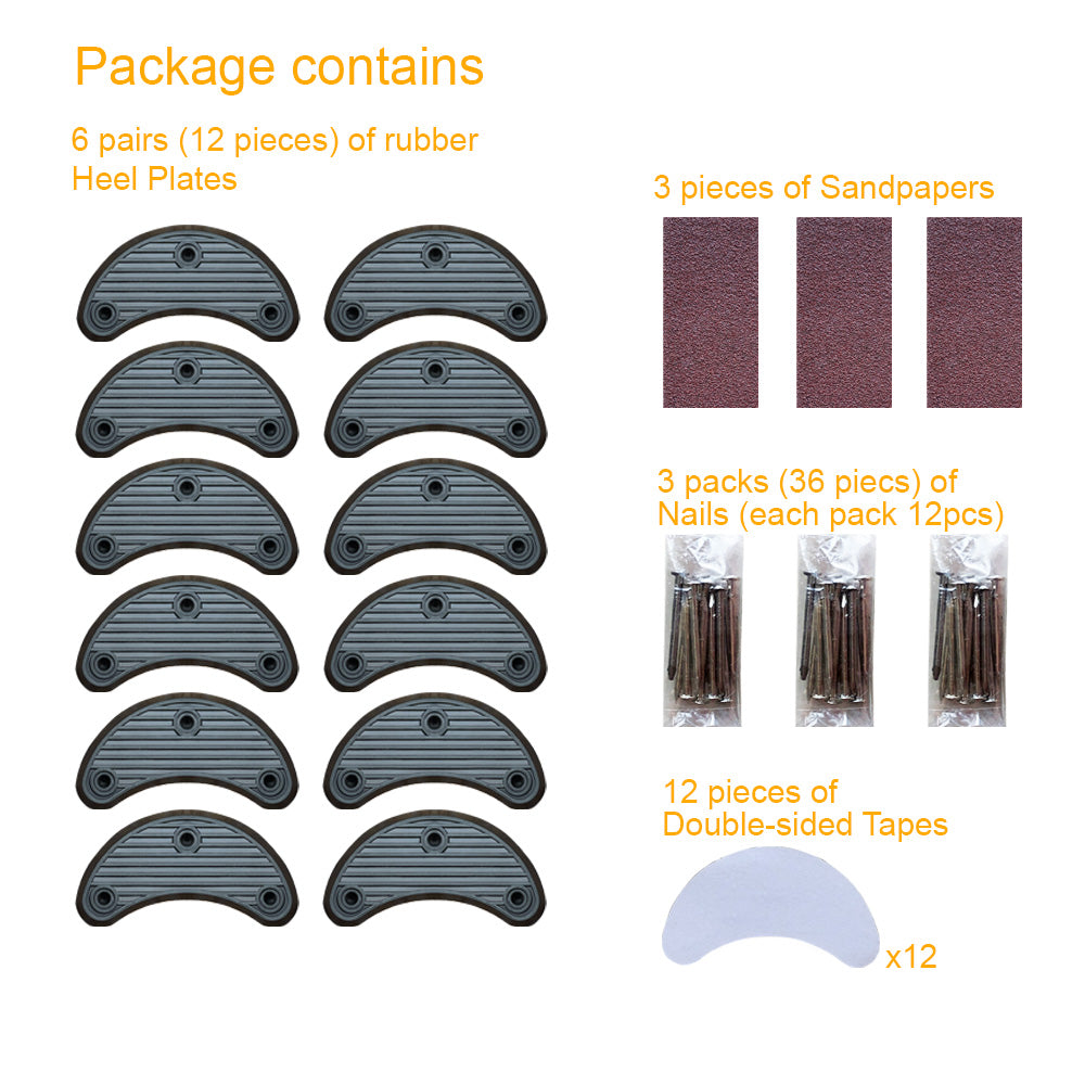 EKSELENT 6 Pairs Shoe Heel Plate Tap, Shoe Heel Side Worn Repair Rubber Patch, Replacement Kit