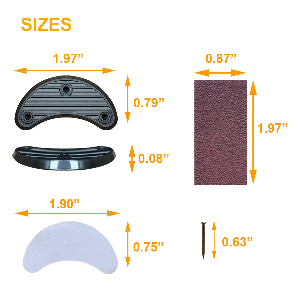 EKSELENT 6 Pairs Shoe Heel Plate Tap, Shoe Heel Side Worn Repair Rubber Patch, Replacement Kit