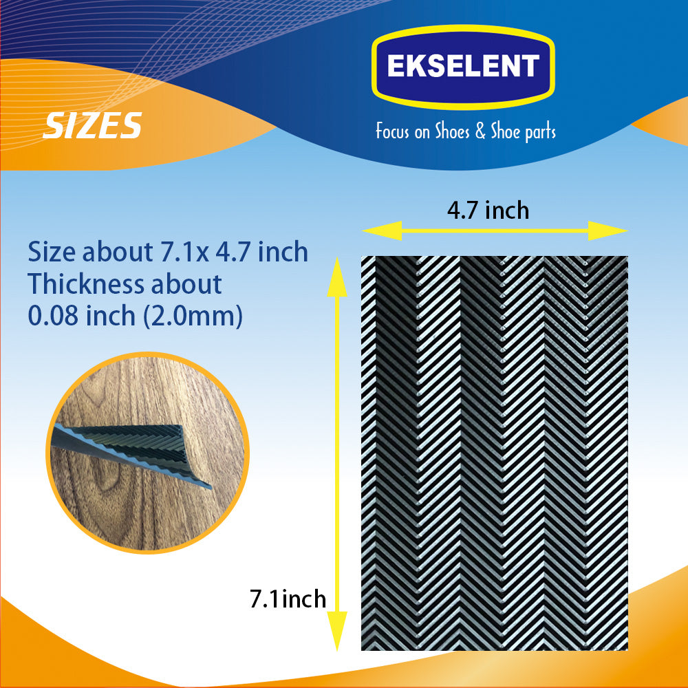 EKSELENT 2 Pairs Shoe Sole Repair Rubber Sheets, Shoe Bottom Outer Front Sole and Heel Replacement Pads, Anti Slip Noise Reduction Grips, Non Skid Protectors, Size 7.1x4.7 Inches