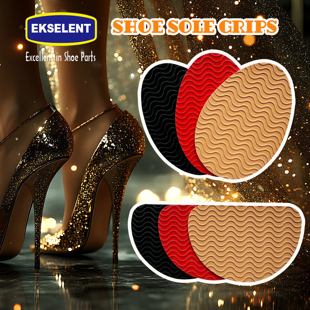 EKSELENT 6 Pairs (12 Pieces) Shoe Sole Non Slip Pads, Anti Skid Self Adhesive Rubber Grips, Shoe Bottom Front Sole and Heel Noise Reduction Protector Cushions