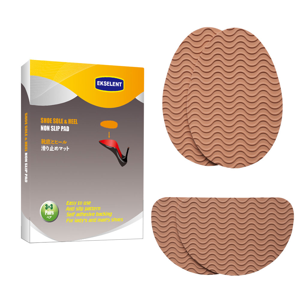EKSELENT 6 Pairs (12 Pieces) Shoe Sole Non Slip Pads, Anti Skid Self Adhesive Rubber Grips, Shoe Bottom Front Sole and Heel Noise Reduction Protector Cushions