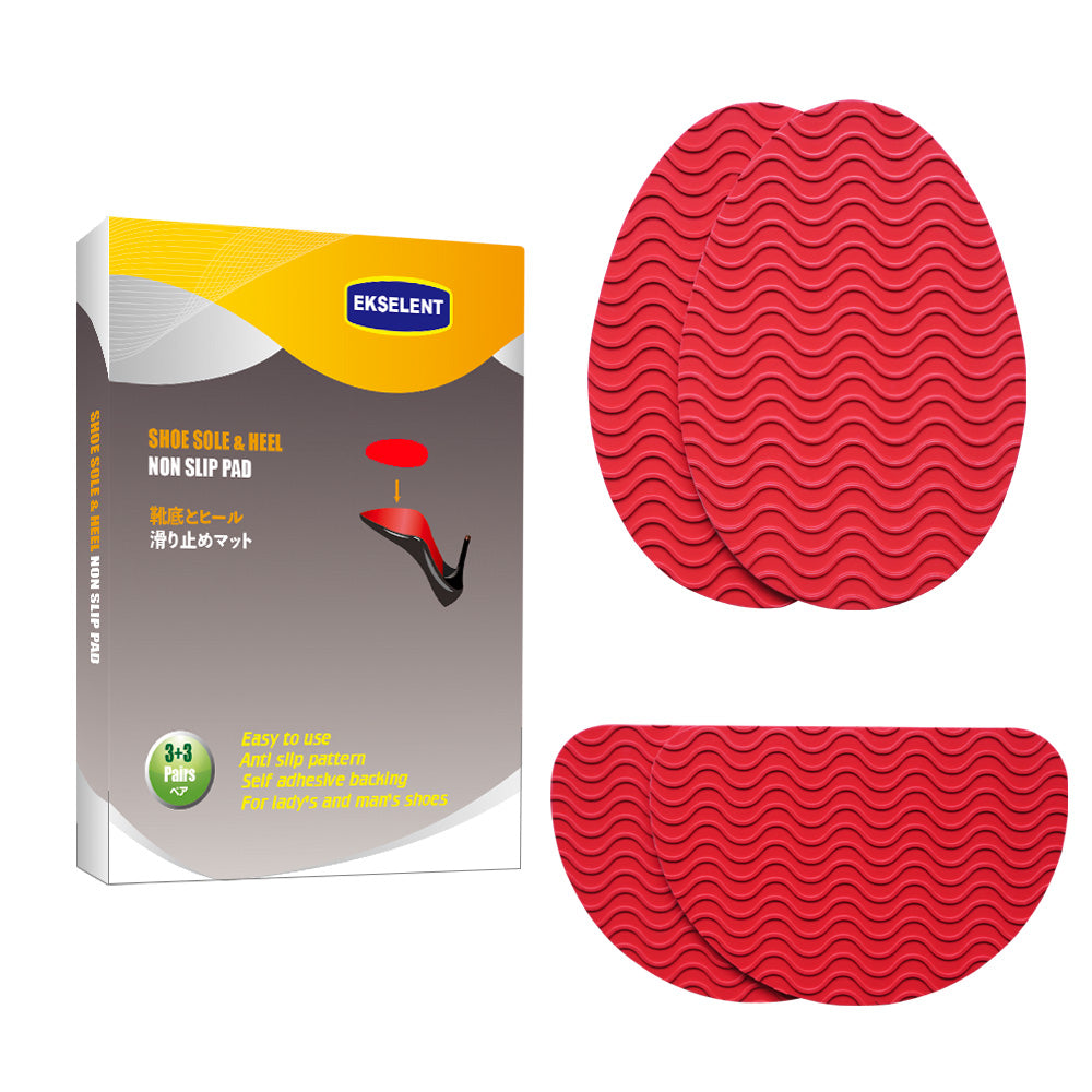 EKSELENT 6 Pairs (12 Pieces) Shoe Sole Non Slip Pads, Anti Skid Self Adhesive Rubber Grips, Shoe Bottom Front Sole and Heel Noise Reduction Protector Cushions