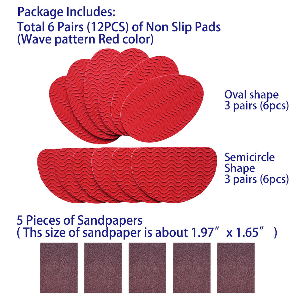 EKSELENT 6 Pairs (12 Pieces) Shoe Sole Non Slip Pads, Anti Skid Self Adhesive Rubber Grips, Shoe Bottom Front Sole and Heel Noise Reduction Protector Cushions
