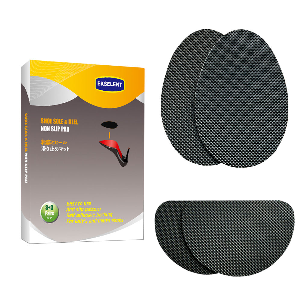 EKSELENT 6 Pairs (12 Pieces) Shoe Sole Non Slip Pads, Anti Skid Self Adhesive Rubber Grips, Shoe Bottom Front Sole and Heel Noise Reduction Protector Cushions