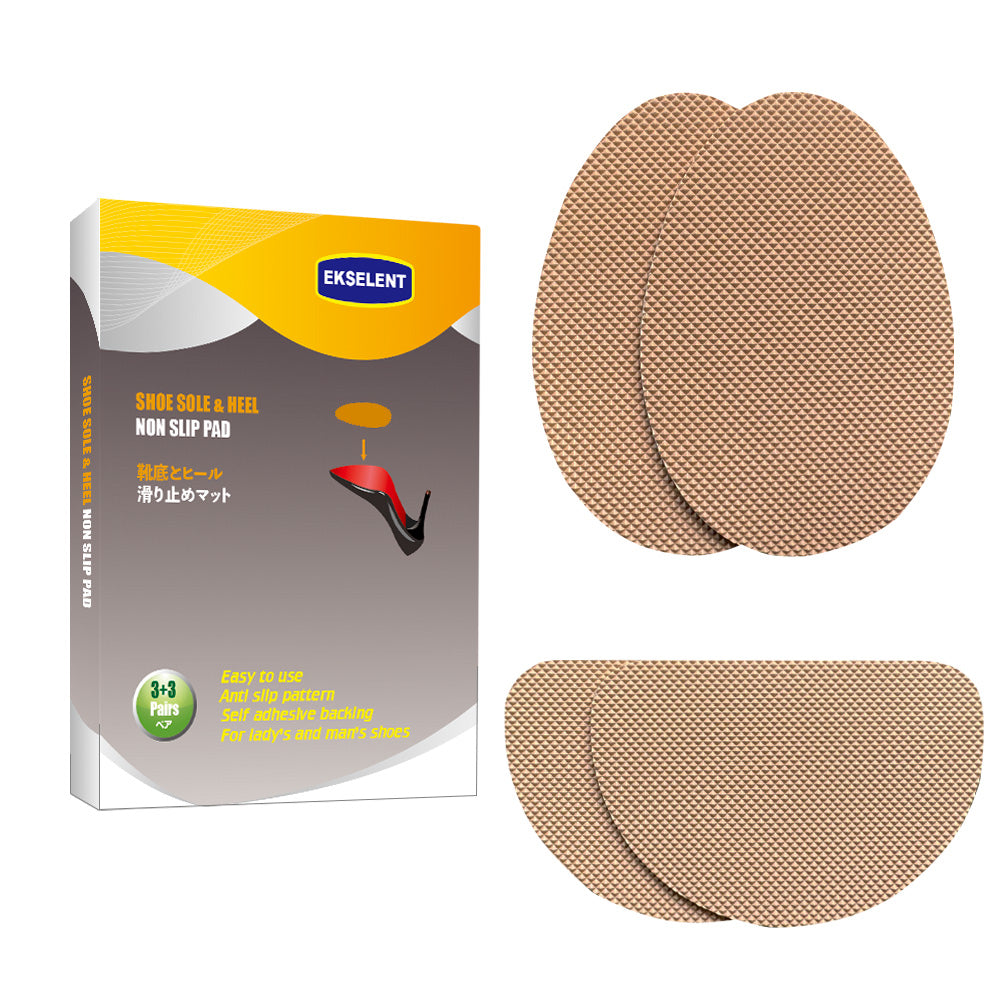 EKSELENT 6 Pairs (12 Pieces) Shoe Sole Non Slip Pads, Anti Skid Self Adhesive Rubber Grips, Shoe Bottom Front Sole and Heel Noise Reduction Protector Cushions