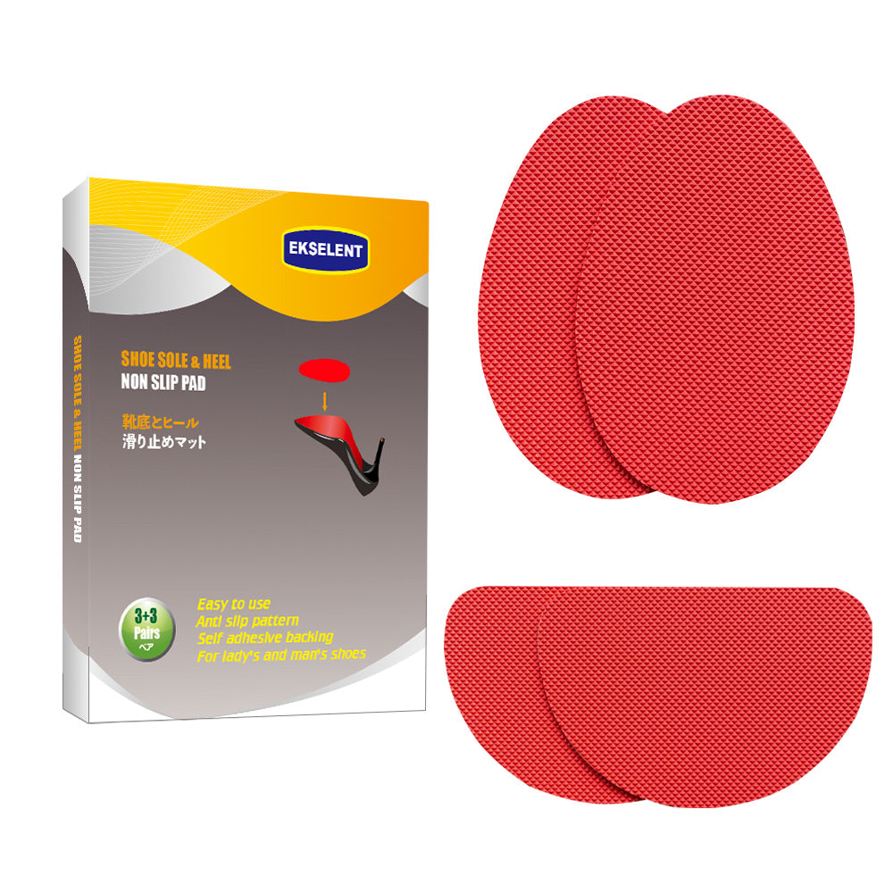 EKSELENT 6 Pairs (12 Pieces) Shoe Sole Non Slip Pads, Anti Skid Self Adhesive Rubber Grips, Shoe Bottom Front Sole and Heel Noise Reduction Protector Cushions