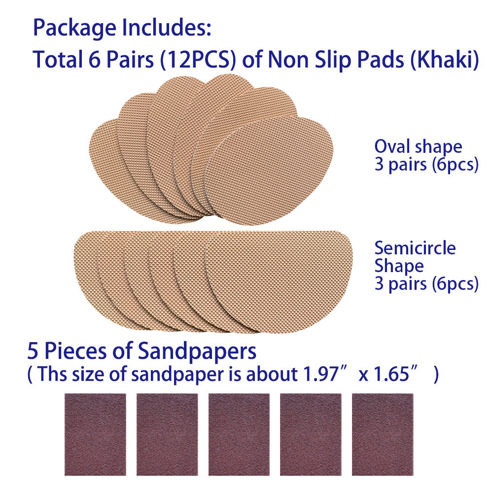 EKSELENT 6 Pairs (12 Pieces) Shoe Sole Non Slip Pads, Anti Skid Self Adhesive Rubber Grips, Shoe Bottom Front Sole and Heel Noise Reduction Protector Cushions