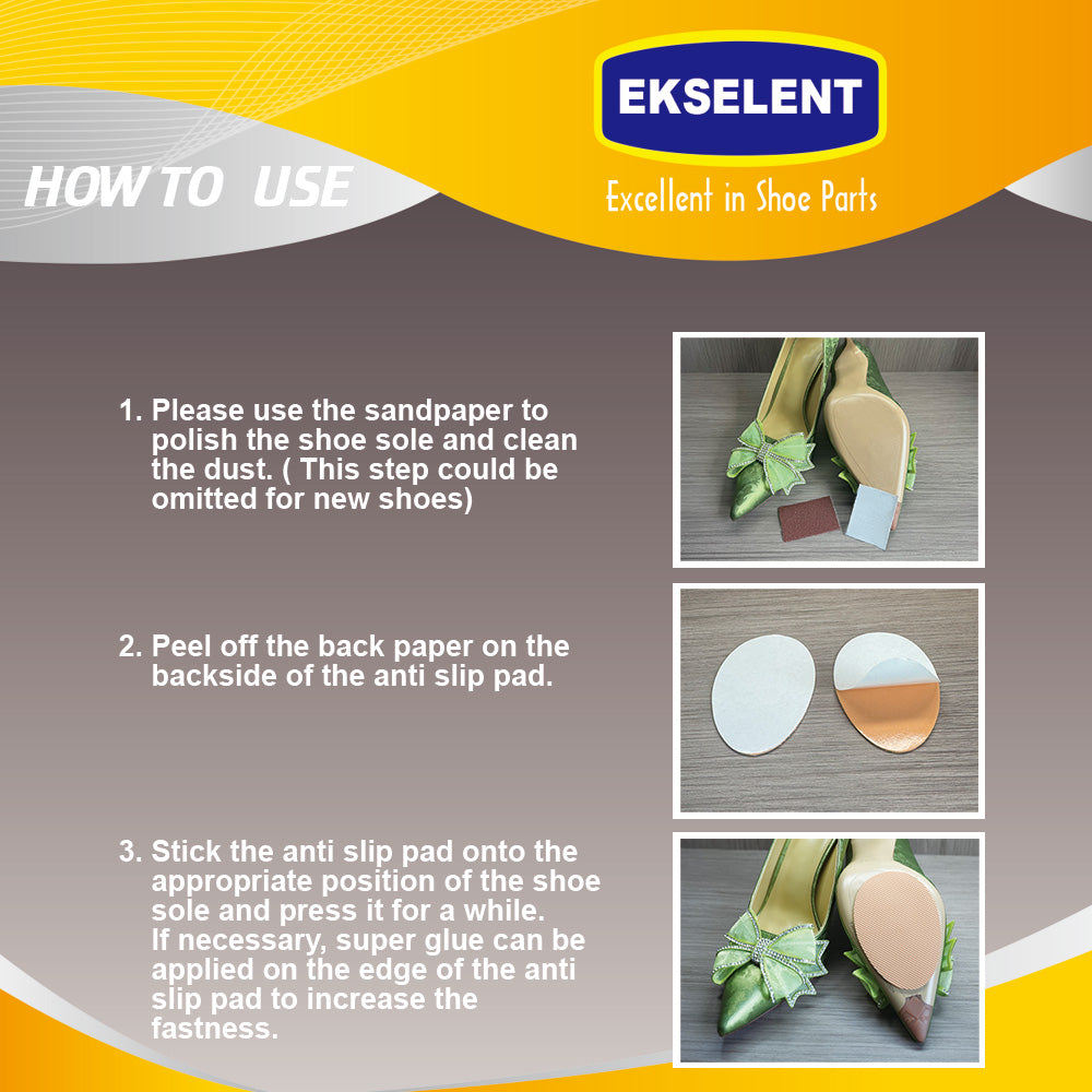 EKSELENT 6 Pairs (12 Pieces) Shoe Sole Non Slip Pads, Anti Skid Self Adhesive Rubber Grips, Shoe Bottom Front Sole and Heel Noise Reduction Protector Cushions