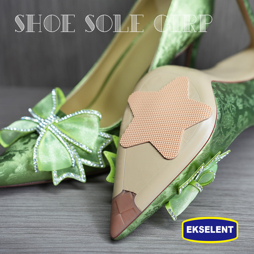 EKSELENT 5 Pairs (10 Pieces) Shoe Sole Non Slip Grips with Star, Heart, Flower, Heel, Semicircle Shapes, Anti Skid Self Adhesive Rubber Pads, Shoe Bottom Noise Reduction Cushions