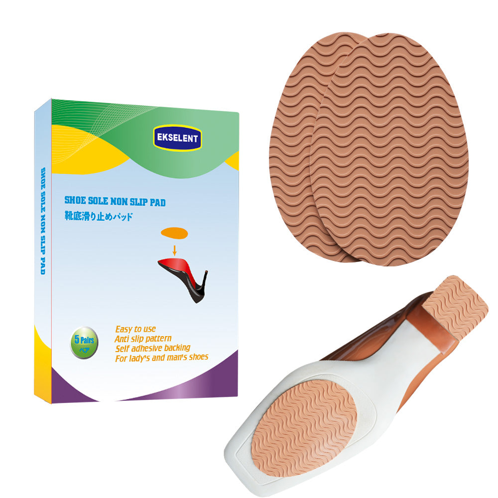 EKSELENT 5 Pairs Shoe Sole Non Slip Grips, Wave Pattern Anti Skid Rubber Pads, Shoe Bottom and Heel Self Adhesive Cushion, Shoe Noise Reduction Stickers and Protectors