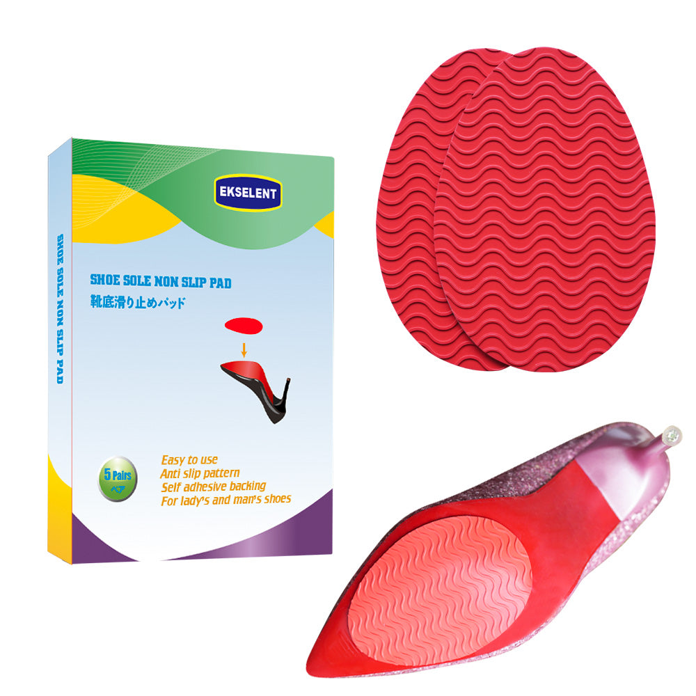EKSELENT 5 Pairs Shoe Sole Non Slip Grips, Wave Pattern Anti Skid Rubber Pads, Shoe Bottom and Heel Self Adhesive Cushion, Shoe Noise Reduction Stickers and Protectors