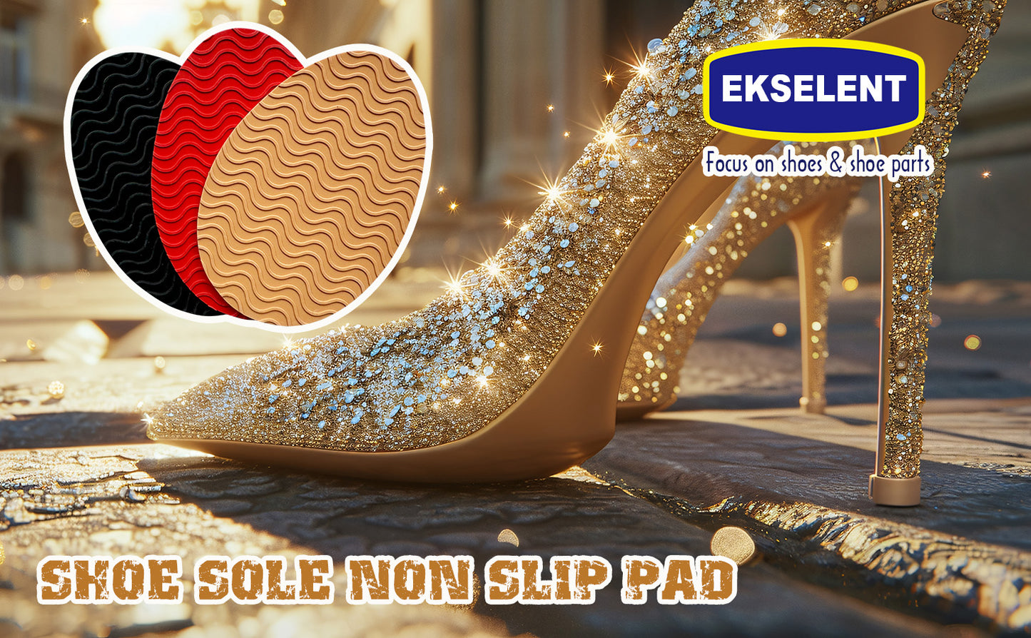 EKSELENT 5 Pairs Shoe Sole Non Slip Grips, Wave Pattern Anti Skid Rubber Pads, Shoe Bottom and Heel Self Adhesive Cushion, Shoe Noise Reduction Stickers and Protectors
