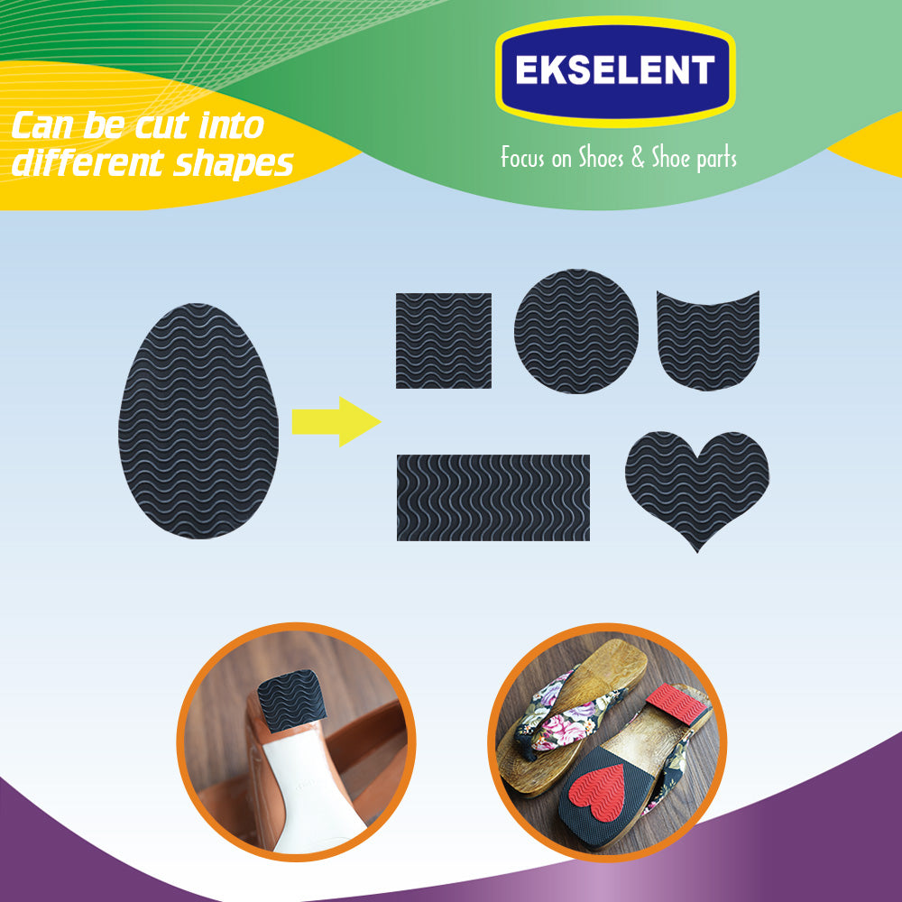 EKSELENT 5 Pairs Shoe Sole Non Slip Grips, Wave Pattern Anti Skid Rubber Pads, Shoe Bottom and Heel Self Adhesive Cushion, Shoe Noise Reduction Stickers and Protectors