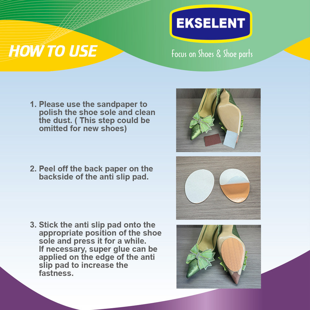 EKSELENT 5 Pairs Shoe Sole Non Slip Grips, Wave Pattern Anti Skid Rubber Pads, Shoe Bottom and Heel Self Adhesive Cushion, Shoe Noise Reduction Stickers and Protectors