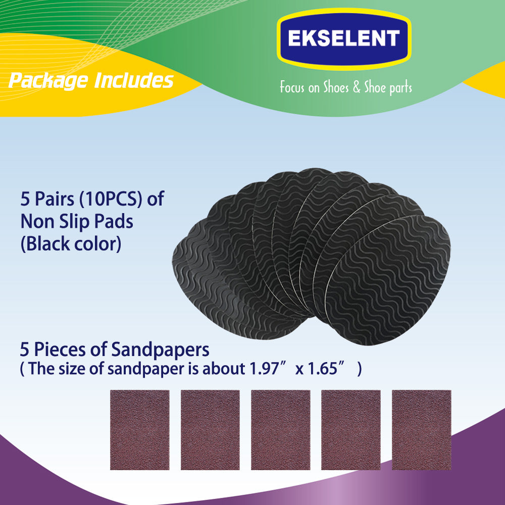 EKSELENT 5 Pairs Shoe Sole Non Slip Grips, Wave Pattern Anti Skid Rubber Pads, Shoe Bottom and Heel Self Adhesive Cushion, Shoe Noise Reduction Stickers and Protectors
