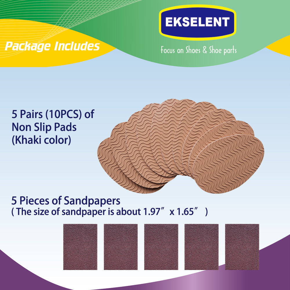EKSELENT 5 Pairs Shoe Sole Non Slip Grips, Wave Pattern Anti Skid Rubber Pads, Shoe Bottom and Heel Self Adhesive Cushion, Shoe Noise Reduction Stickers and Protectors