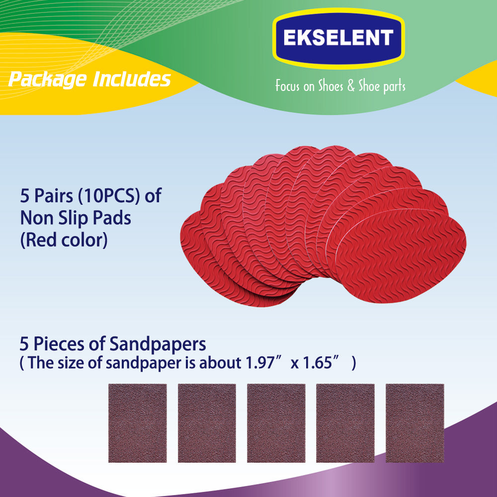 EKSELENT 5 Pairs Shoe Sole Non Slip Grips, Wave Pattern Anti Skid Rubber Pads, Shoe Bottom and Heel Self Adhesive Cushion, Shoe Noise Reduction Stickers and Protectors