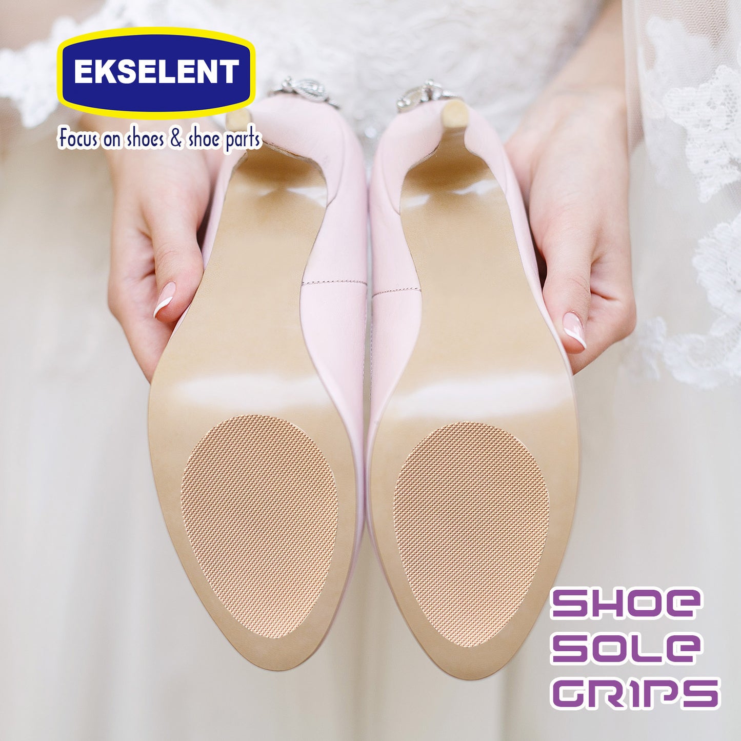 EKSELENT 5 Pairs Shoe Sole Anti Slip Grips, Non Skid Self Adhesive Rubber Pads, Shoe Bottom and Heel Noise Reduction Stickers and Protectors
