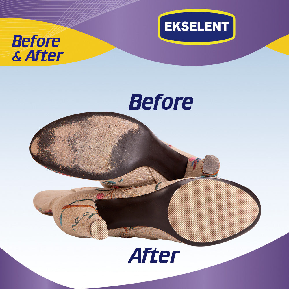 EKSELENT 8 Pairs (16 Pieces) Shoe Sole Anti Slip Pads, Non Skid Self Adhesive Rubber Grips, Shoe Bottom and Heel Protectors