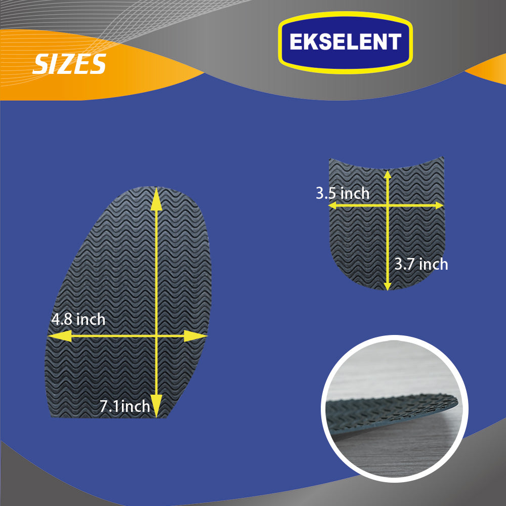 EKSELENT 8 Pieces Shoe Sole and Heel Repair Rubber Sheets, Shoe Bottom Front Sole and Heel Replacement Pads, Non Skid Sole Protectors 2 Pairs Soles and 2 Pairs Heels