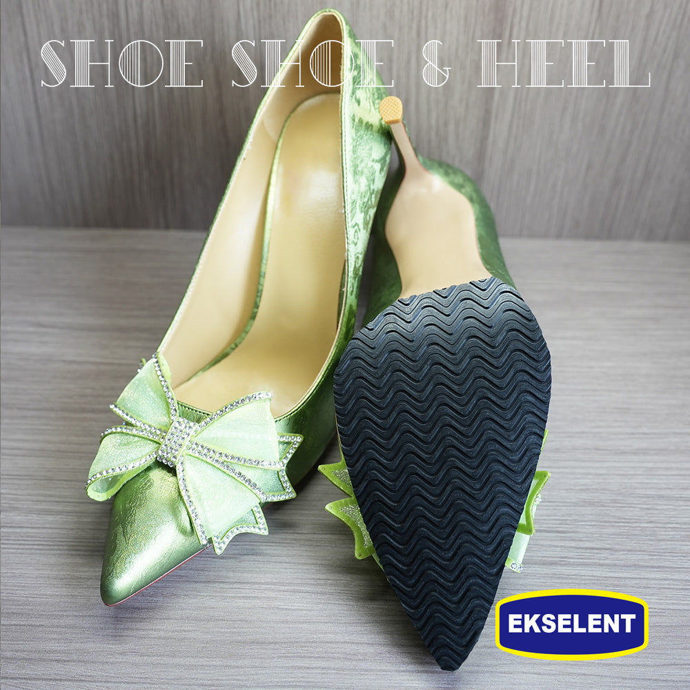 EKSELENT 8 Pieces Shoe Sole and Heel Repair Rubber Sheets, Shoe Bottom Front Sole and Heel Replacement Pads, Non Skid Sole Protectors 2 Pairs Soles and 2 Pairs Heels