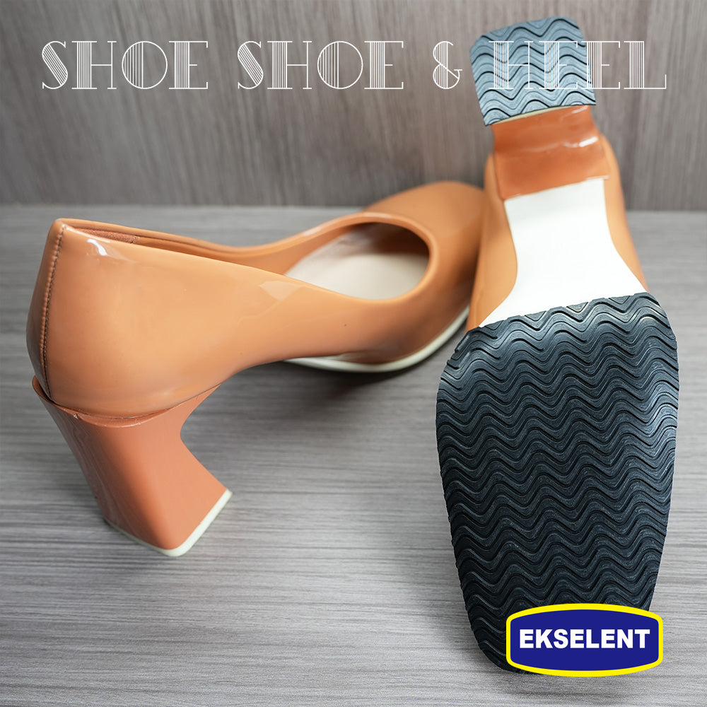 EKSELENT 8 Pieces Shoe Sole and Heel Repair Rubber Sheets, Shoe Bottom Front Sole and Heel Replacement Pads, Non Skid Sole Protectors 2 Pairs Soles and 2 Pairs Heels