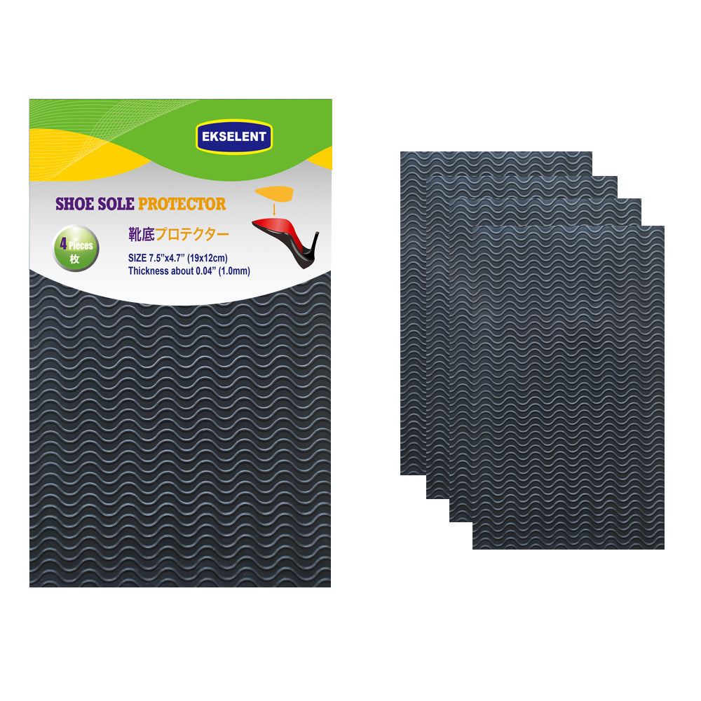 EKSELENT 2 Pairs (4 Pieces) Shoe Sole Protectors, Wave Pattern Shoe Bottom and Heel Non Slip Grips