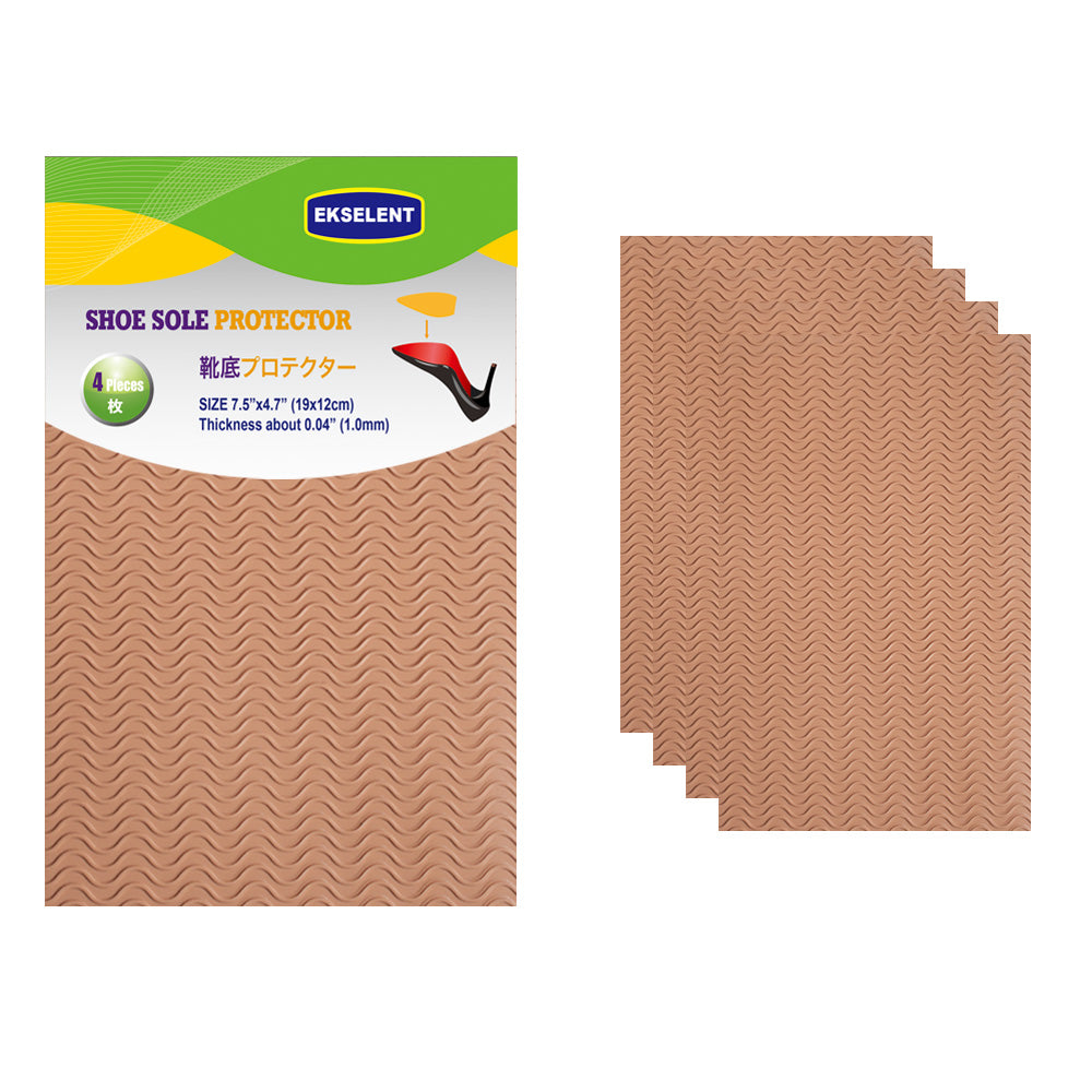 EKSELENT 2 Pairs (4 Pieces) Shoe Sole Protectors, Wave Pattern Shoe Bottom and Heel Non Slip Grips