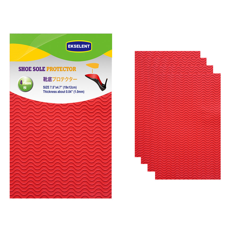 EKSELENT 2 Pairs (4 Pieces) Shoe Sole Protectors, Wave Pattern Shoe Bottom and Heel Non Slip Grips