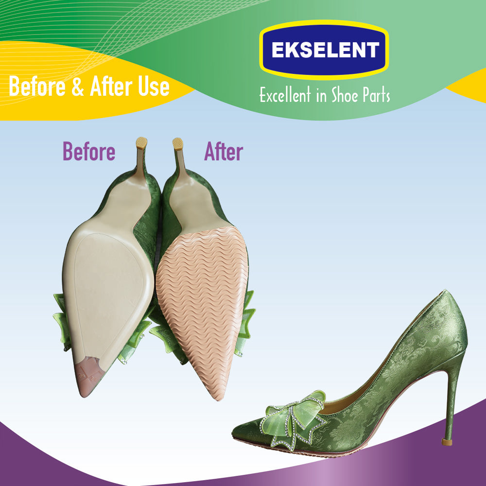 EKSELENT 2 Pairs (4 Pieces) Shoe Sole Protectors, Wave Pattern Shoe Bottom and Heel Non Slip Grips