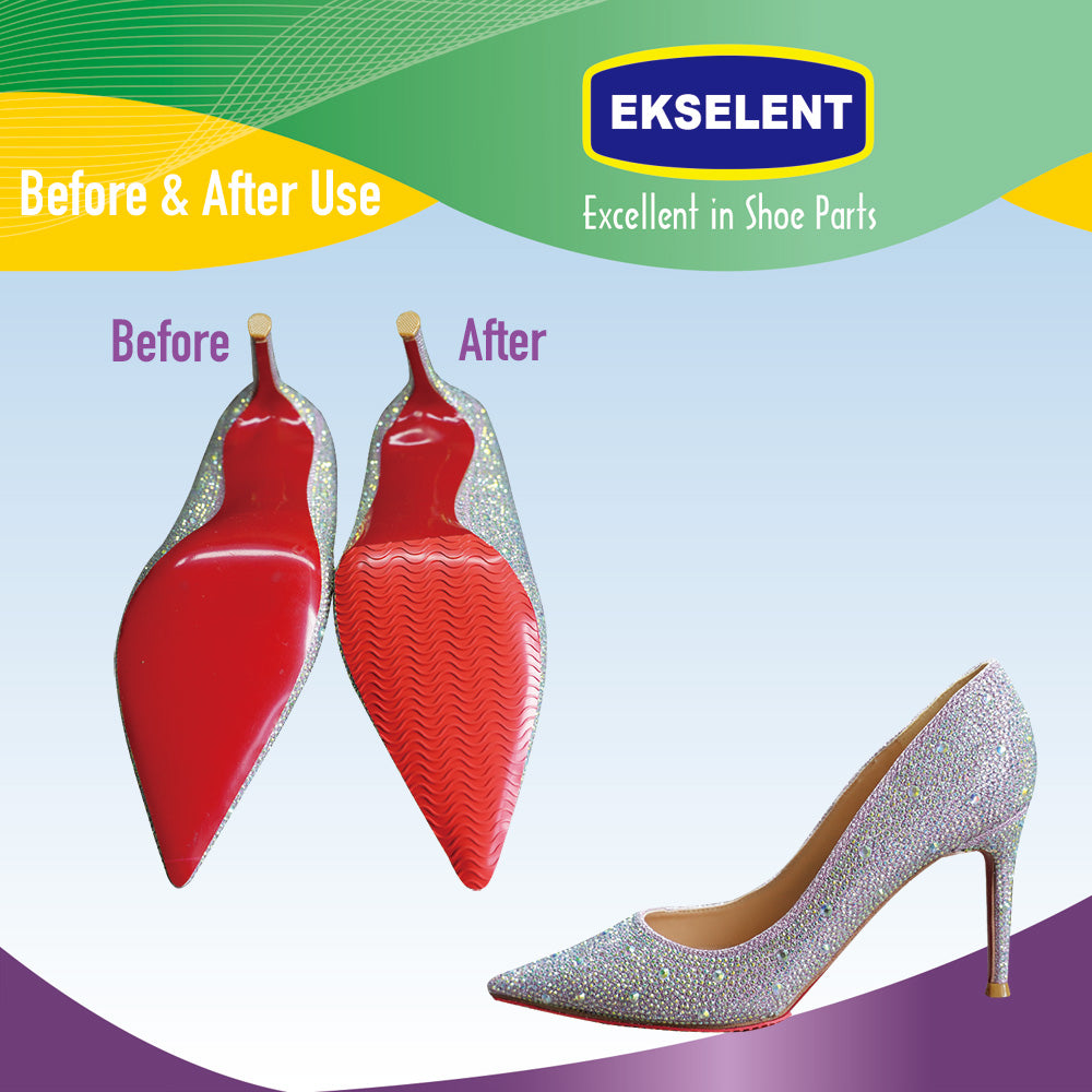 EKSELENT 2 Pairs (4 Pieces) Shoe Sole Protectors, Wave Pattern Shoe Bottom and Heel Non Slip Grips