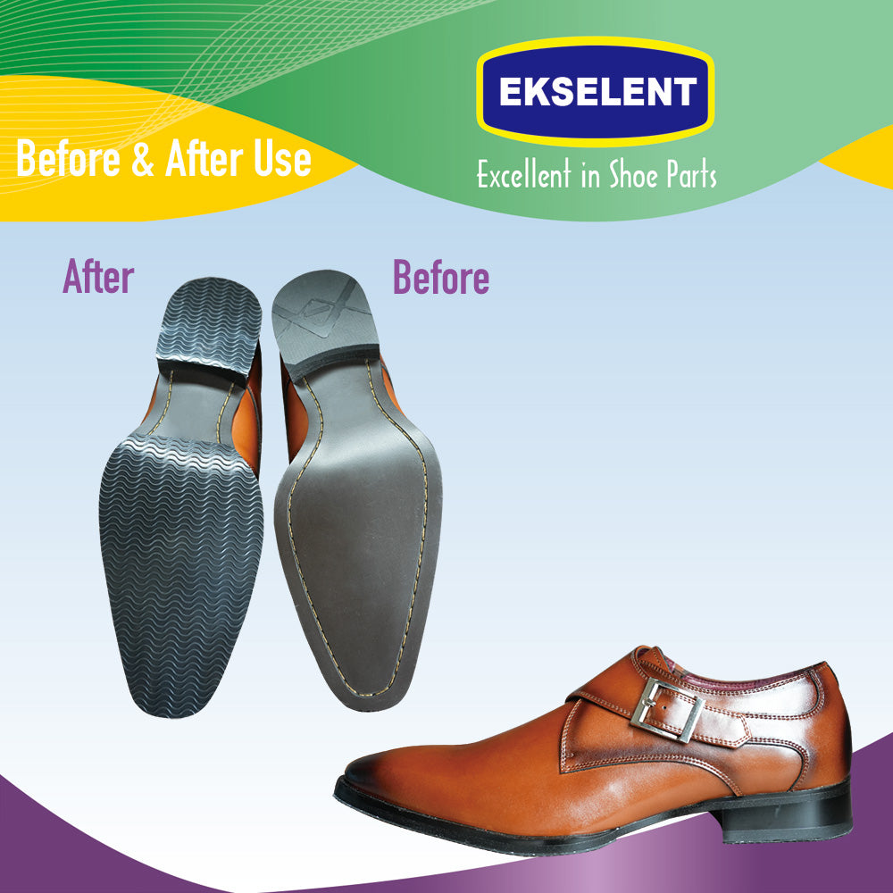 EKSELENT 2 Pairs (4 Pieces) Shoe Sole Protectors, Wave Pattern Shoe Bottom and Heel Non Slip Grips
