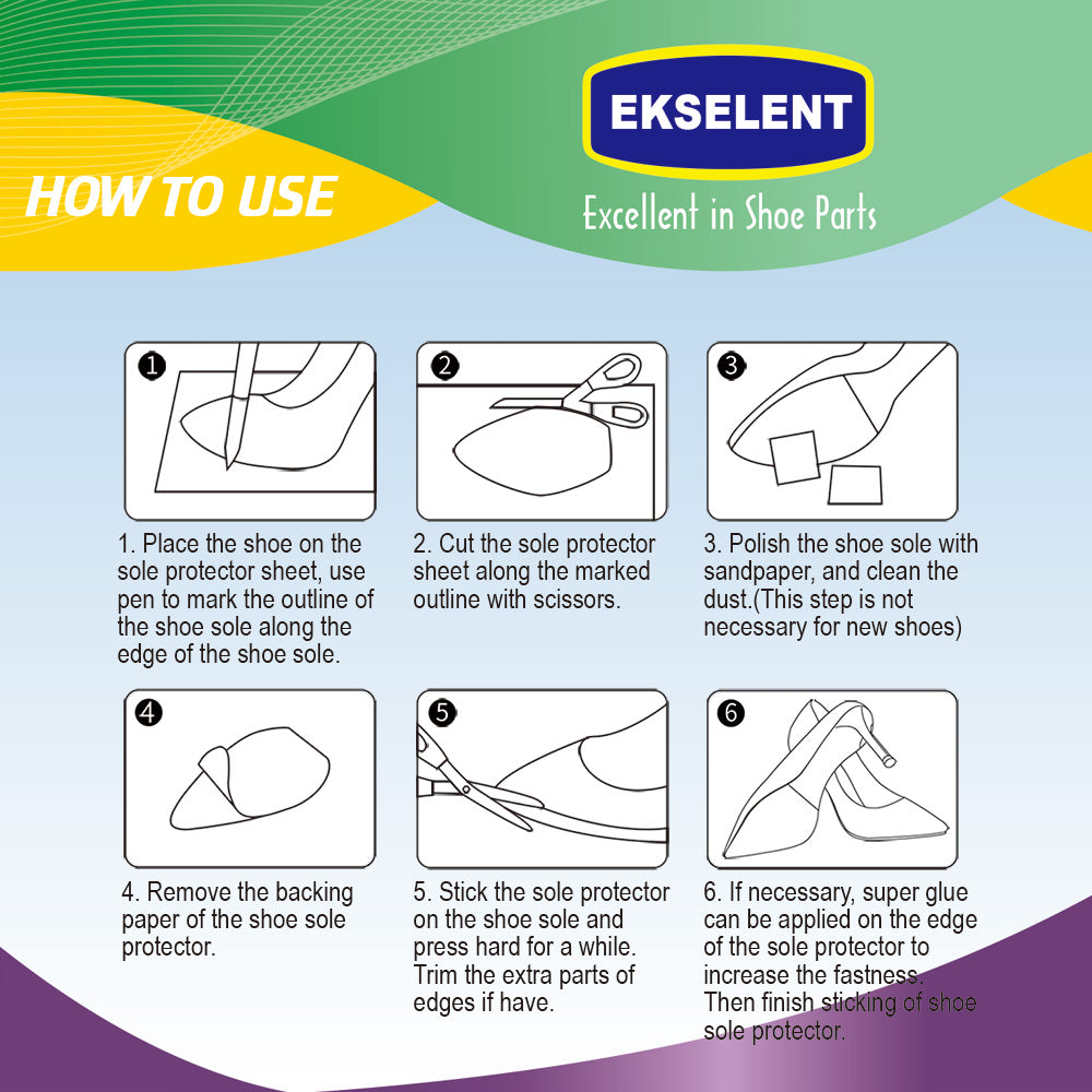 EKSELENT 2 Pairs (4 Pieces) Shoe Sole Protectors, Wave Pattern Shoe Bottom and Heel Non Slip Grips