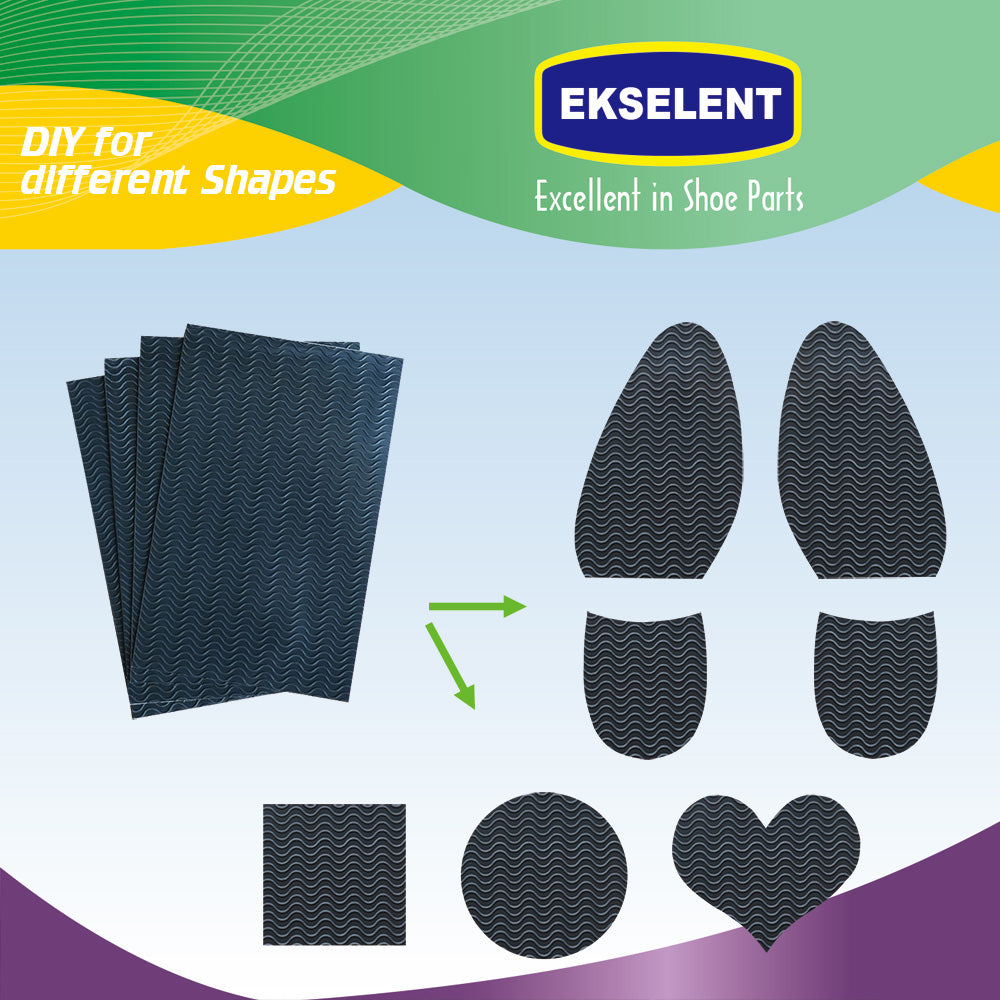 EKSELENT 2 Pairs (4 Pieces) Shoe Sole Protectors, Wave Pattern Shoe Bottom and Heel Non Slip Grips