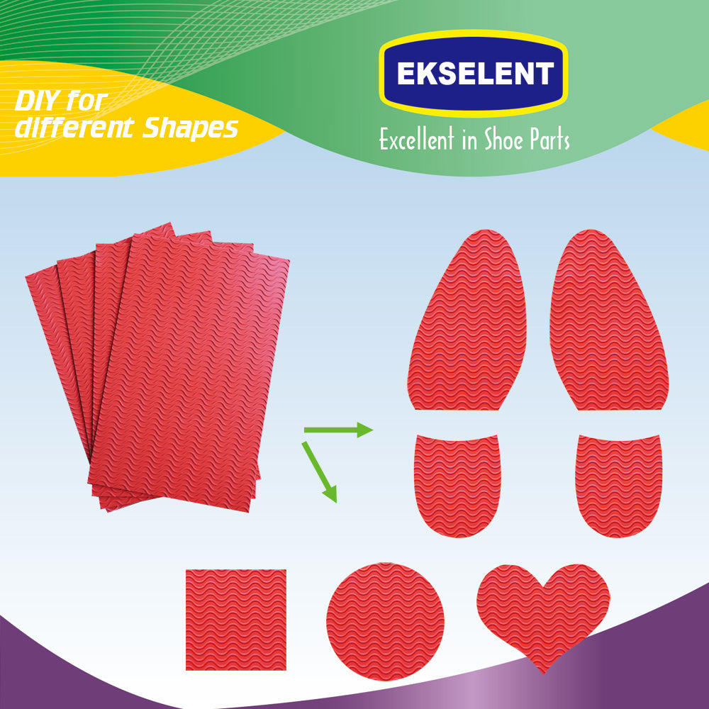 EKSELENT 2 Pairs (4 Pieces) Shoe Sole Protectors, Wave Pattern Shoe Bottom and Heel Non Slip Grips