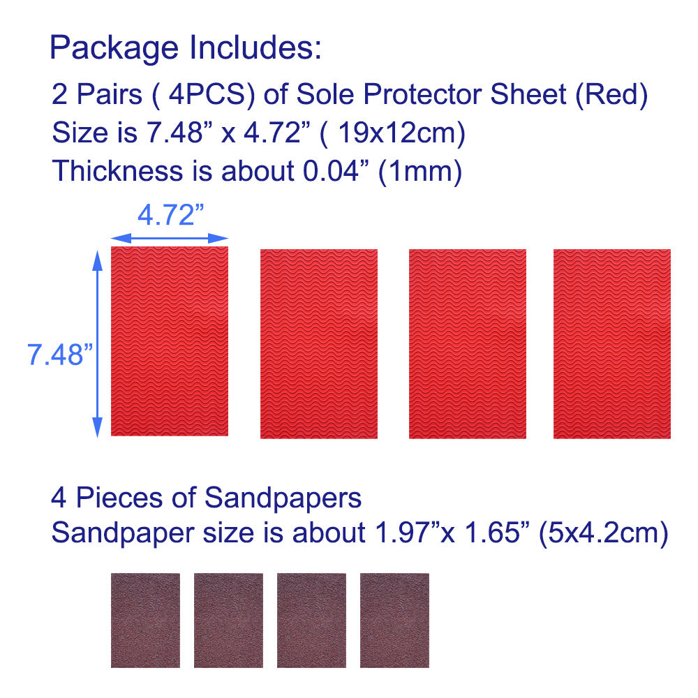 EKSELENT 2 Pairs (4 Pieces) Shoe Sole Protectors, Wave Pattern Shoe Bottom and Heel Non Slip Grips